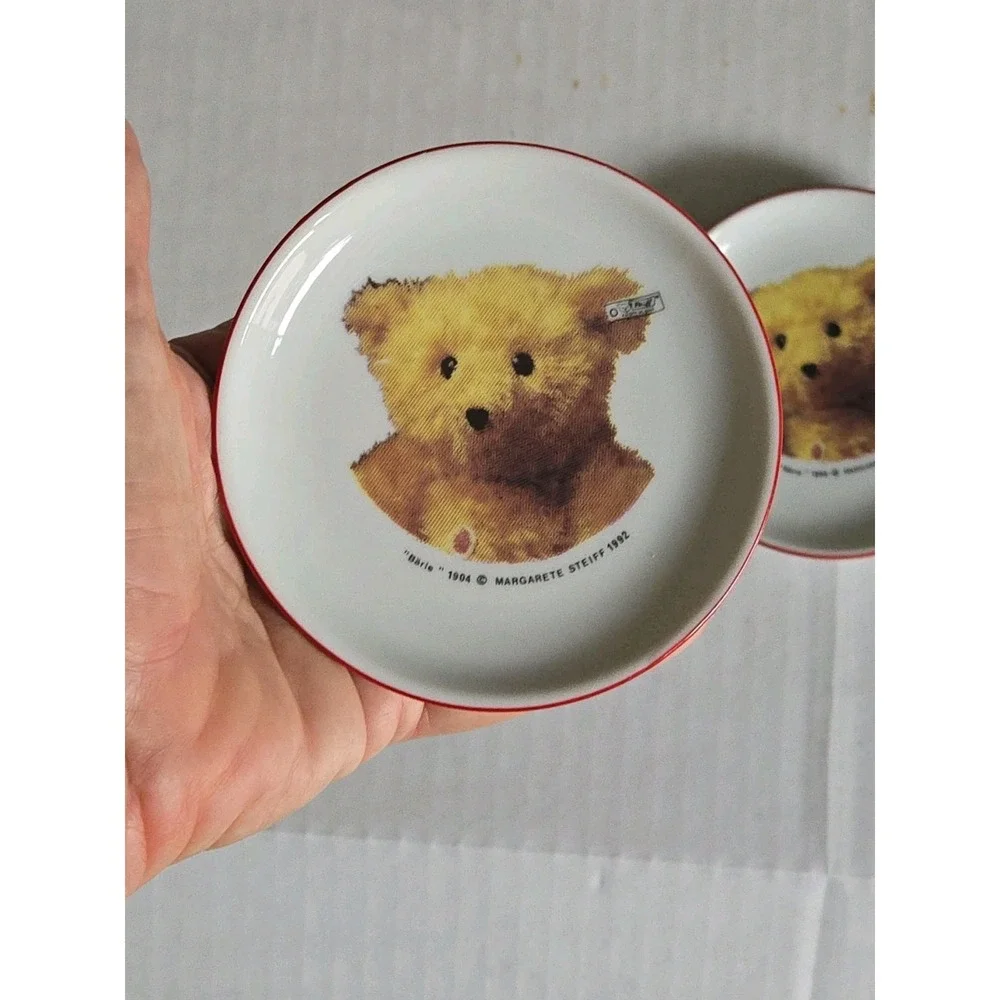 2 Vtg Steiff Bärle 1904 Miniature Porcelain Plates 1992 Reutter Porzellan 4